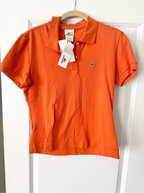 NWT Lacoste Orange Short Sleeve Polo with Crocodile Patch